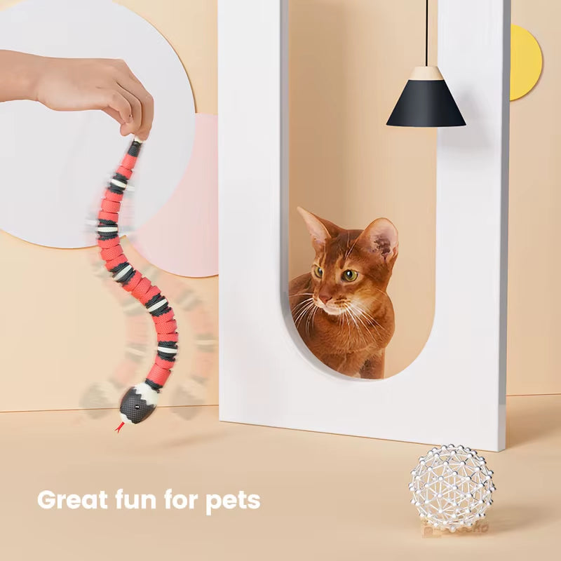 Smart Sensing Snake Cat Toys Electric Interactive Toys for Cats USB Charging Cat Accessories for Pet Dogs Game Play Toy